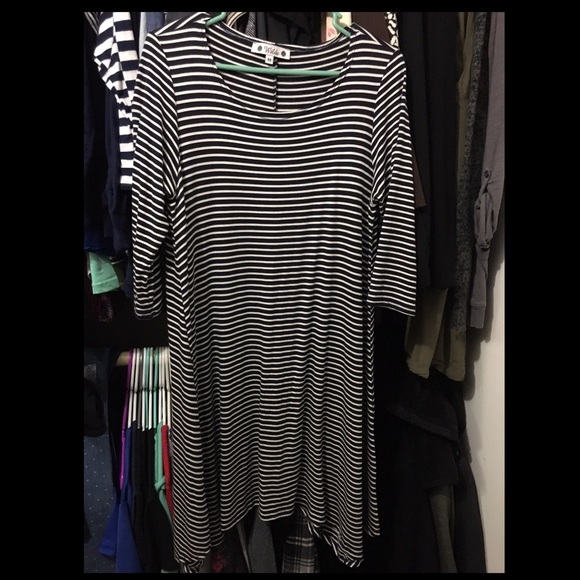 Blue and white stripped dress
