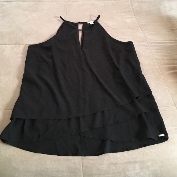 Black halter top with front layers