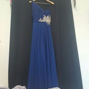 One Shoulder Blue Gown