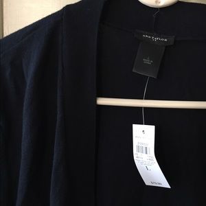 Navy Blue Long Open Cardigan