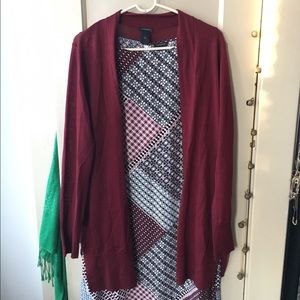 Long Ann Taylor Open Cardigan Large NWT