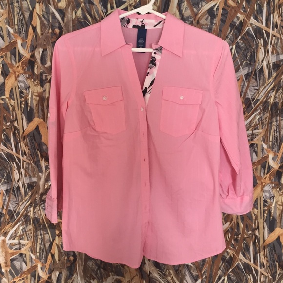IZOD pink blouse with adorable flower accents.