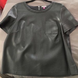 Vince Camuto Perforated Faux Leather Tee