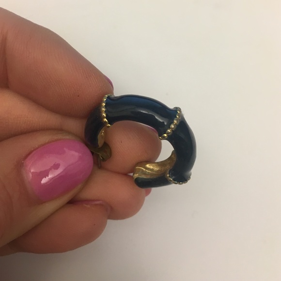 Navy hoop earrings - Picture 3 of 3