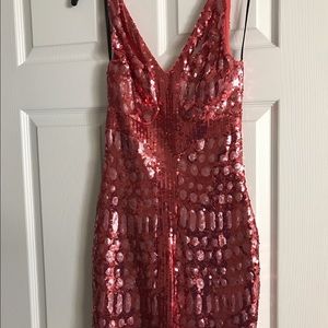 Coral sequined Bebe dress