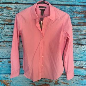 NWT Ralph Lauren non iron button down pink blouse