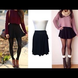 Black Jersey A-Line Pleated Skirt