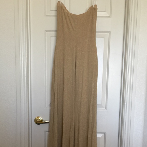 Gold strapless party dress