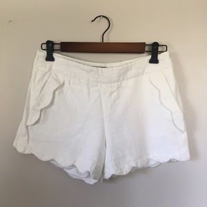 White Scalloped Shorts