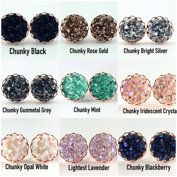 3 for 15🎀 faux druzy rose gold lace studs - Picture 2 of 5