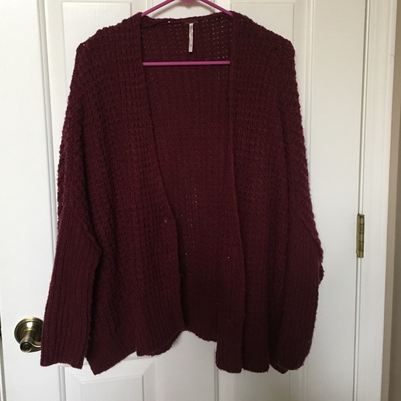 Free People Dark red knit oversized sweater