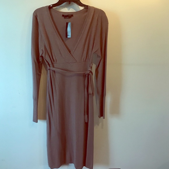 BCBG max azria brown faux wrap dress bnwt