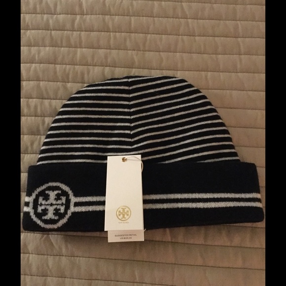 Tory Burch Navy Blue beanie.  NWT.