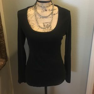 Black scoop neck top