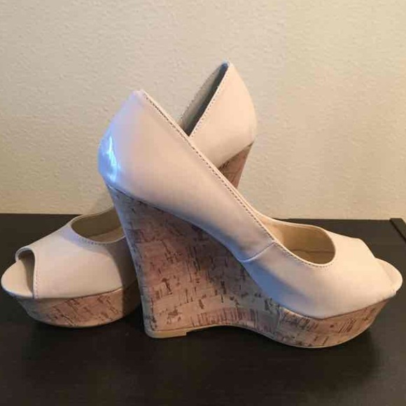 F21 Open-toe Nude wedges