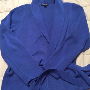 Royal Blue Lands end Shawl Collar Wrap Cardigan S