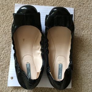 Prada black patent bow flats.