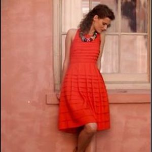 Red dress from Anthropologie
