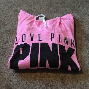 Pink hooded long sleeve shirt
