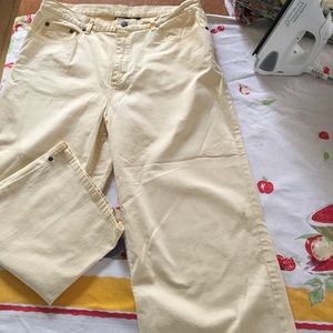 Yellow colored pants long yet short in length