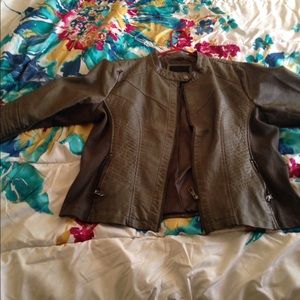 Olive green leather jacket