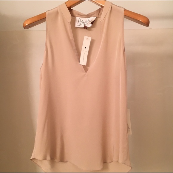 NWT RORY BECA silk sleeveless keyhole blouse XS