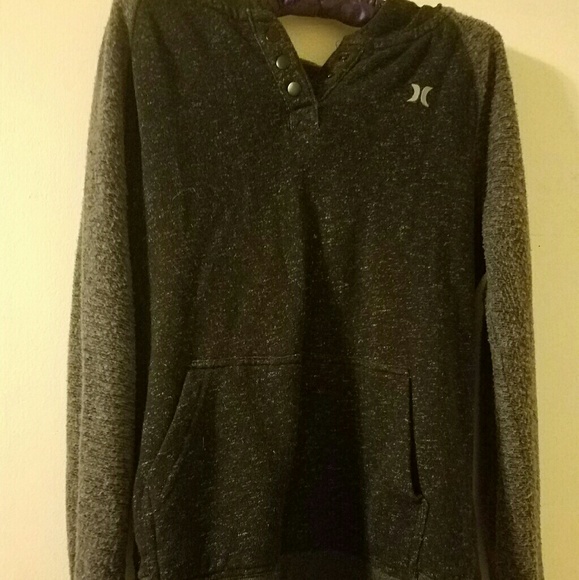 Black and grey baseball tee style hurley hoodie