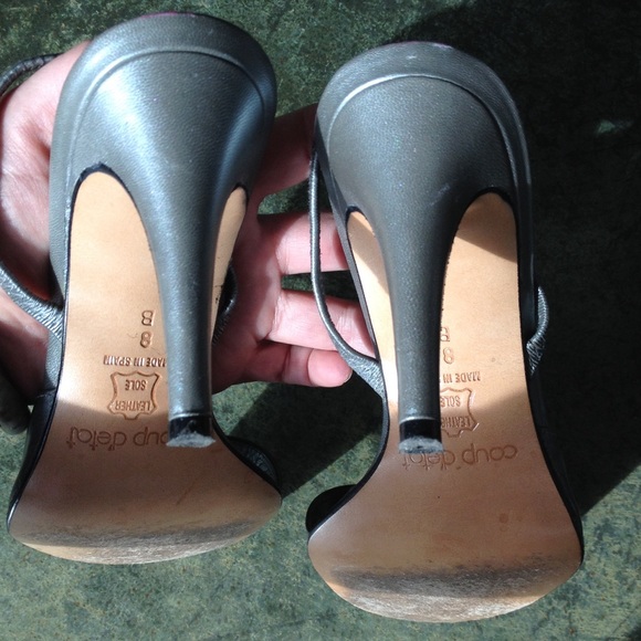 Formal, party Pewter silver heels, leather. - Picture 4 of 5