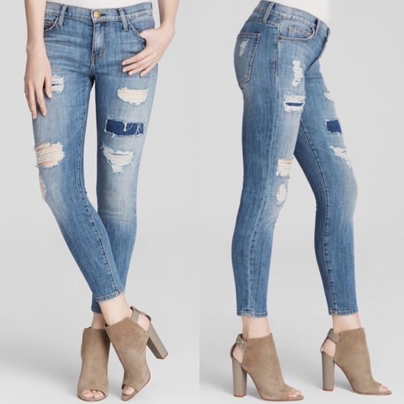 Current/Elliott distressed stiletto skinny jeans