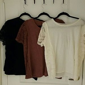 LOFT Lace sleeve tees size L