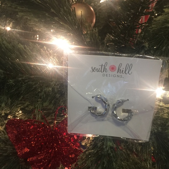 Silver Octagonal Earrings with Crystals