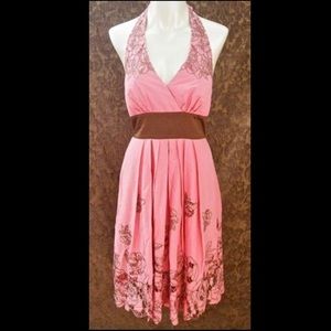 Bcbg max azaria embroidered halter dress