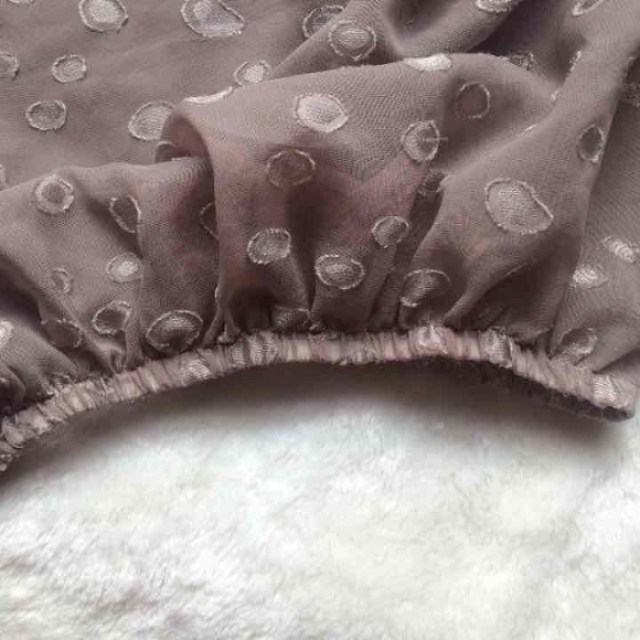 Women's Brown Sheer Polkadot Shirt Blouse - Picture 3 of 4