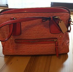 Orange coach satchel purse- missing shoulder strap