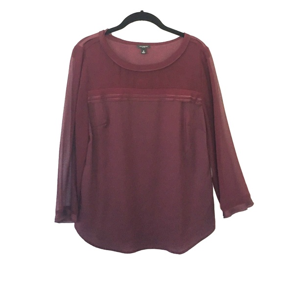 Ann Taylor sheer maroon blouse