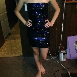 Black and blue striped, worn once.