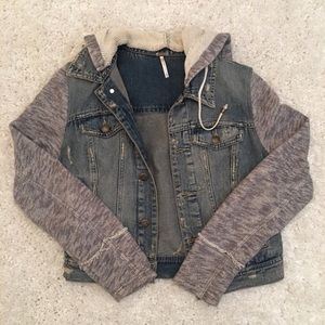 Free People Knit Denim Jacket in Indie Wash