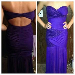 Darker purple with a transparent skirt, open back