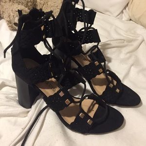 Leila stone lace up high heel