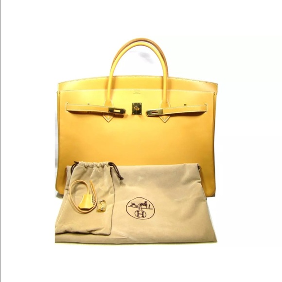 Authentic Hermes Birkin yellow leather and gold