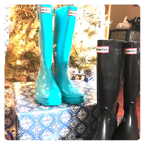 Tiffany blue hunter rainboots
