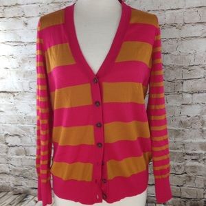 Pink/ mustard yellow sweater The Loft size L