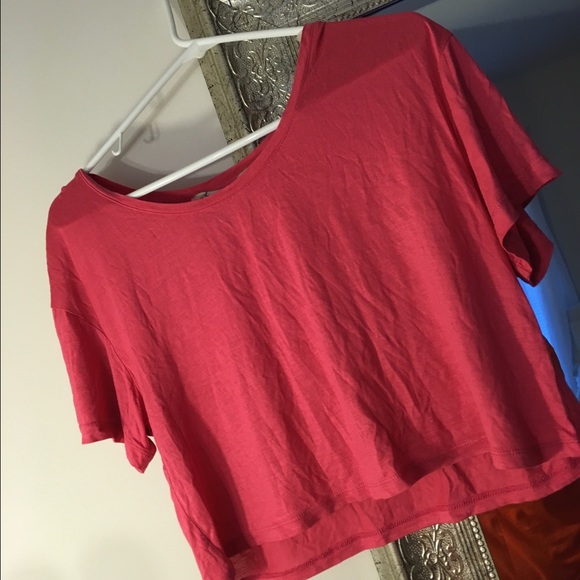Coral crop top shirt