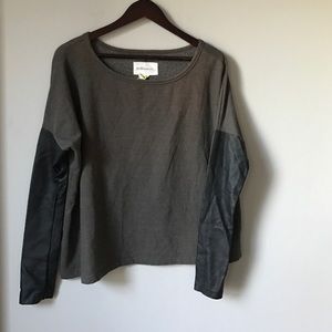 BCBG Sweater with Vegan Leather Sleeves