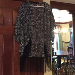 Black and white boho kimono