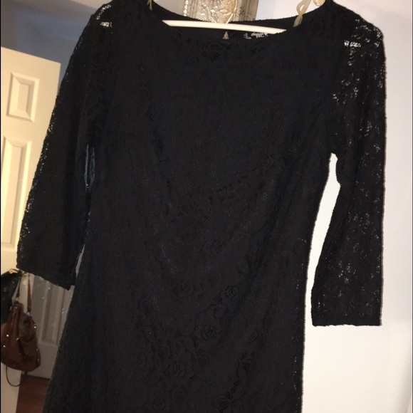 Black lace knee length dress