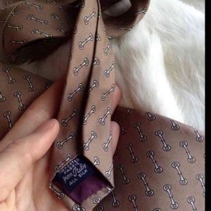 Vintage Accessories - Italian Damon Silk Equestrian Link Tie Vintage Tan Vintage Accessories - Italian Damon Silk Equestrian Link Tie Vintage Tan