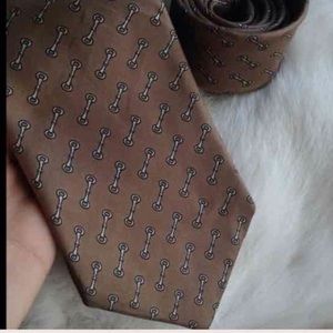 Vintage Accessories - Italian Damon Silk Equestrian Link Tie Vintage Tan Vintage Accessories - Italian Damon Silk Equestrian Link Tie Vintage Tan