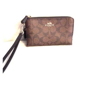 Authentic Coach brown leather wristlet