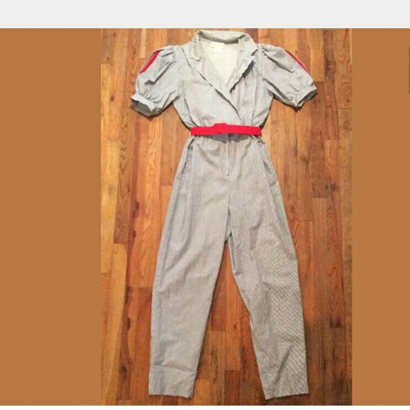 Adorable Vintage Pinstripe Jumpsuit with Belt